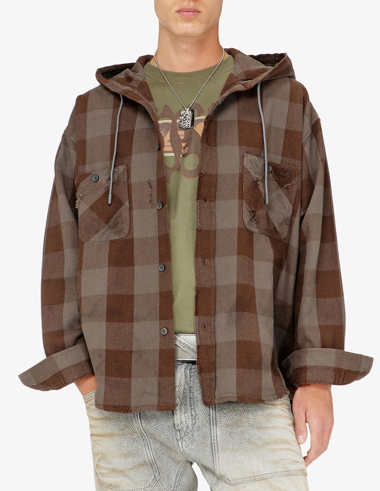 rinascente Diesel Camicia a quadri con cappuccio