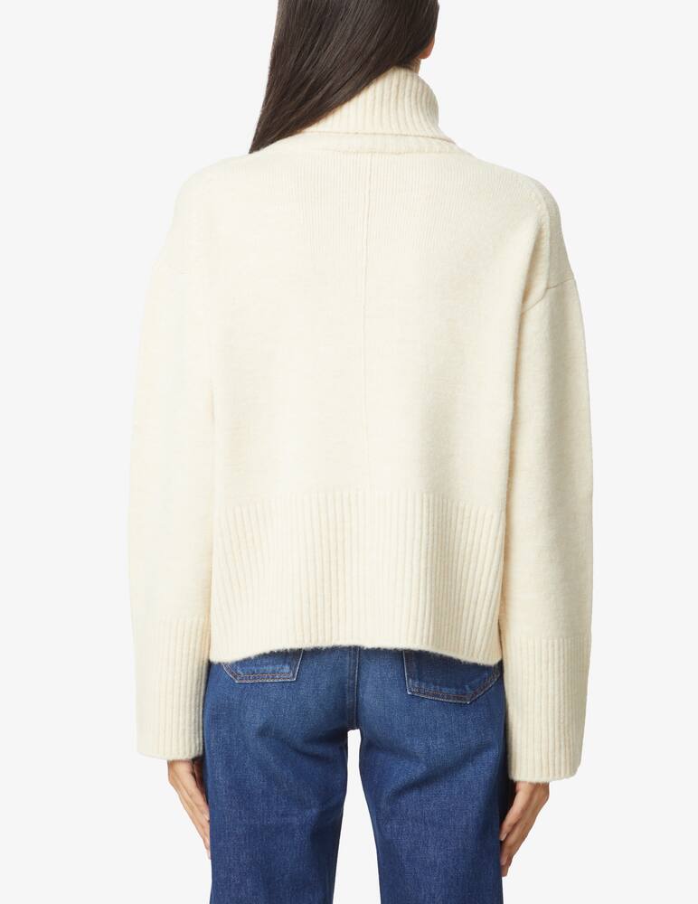 rinascente SEVENTY Wool blend turtleneck sweater with central line - White
