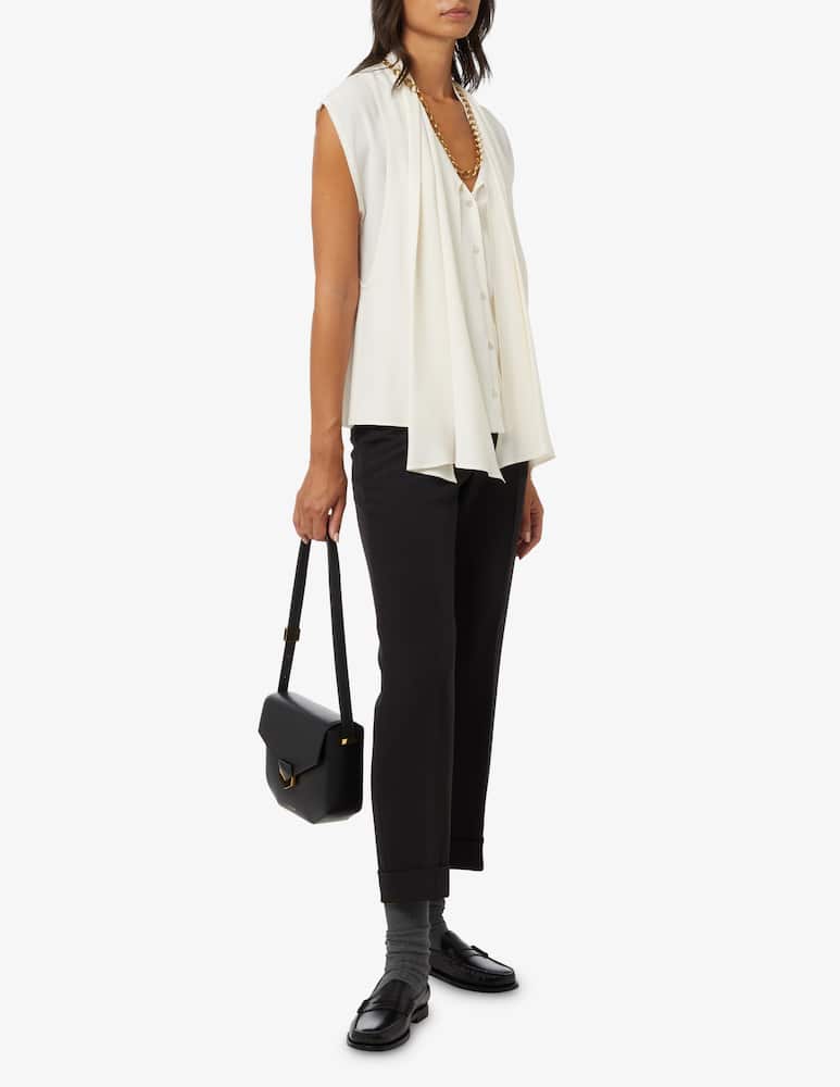 rinascente SEVENTY Blusa in misto seta con fiocco - Bianco