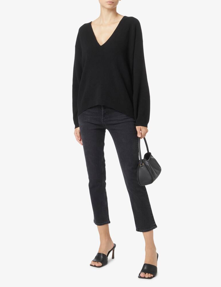 rinascente SEVENTY Wool blend oversized sweater with english rib - Black