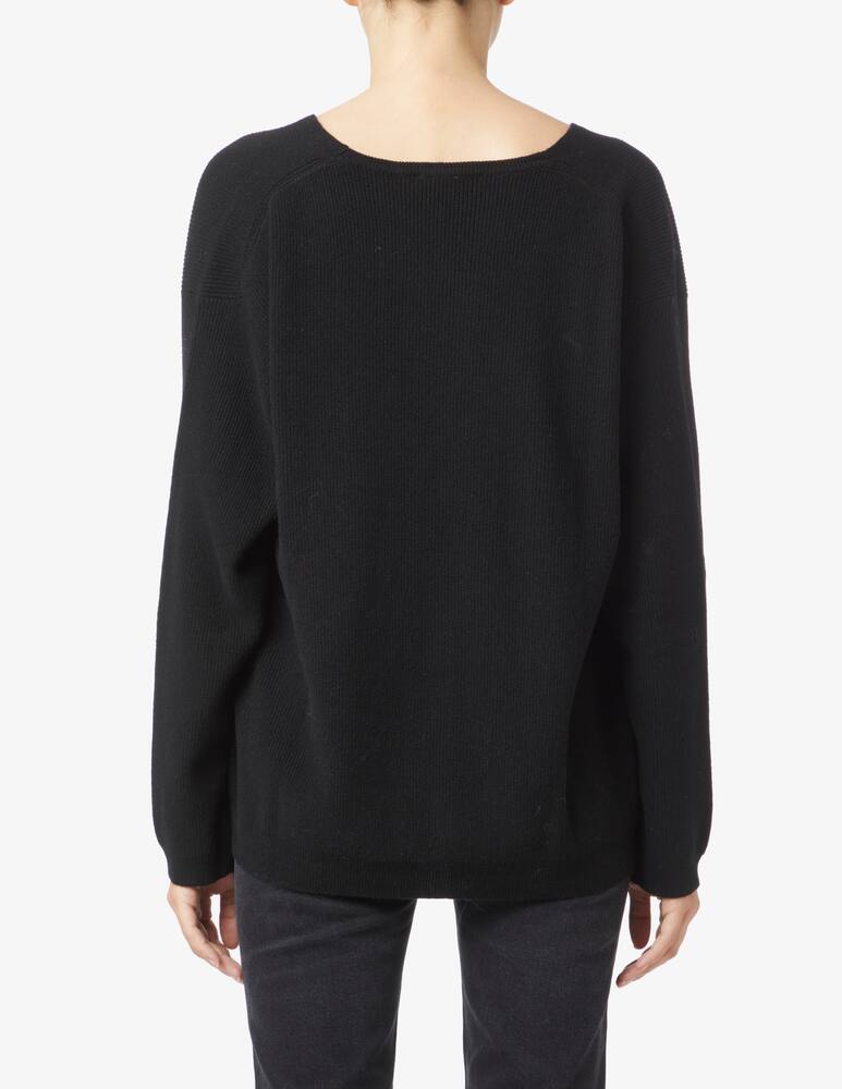 rinascente SEVENTY Wool blend oversized sweater with english rib - Black