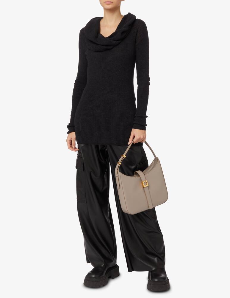 rinascente SEVENTY Ribbed wool boat neck sweater - Black