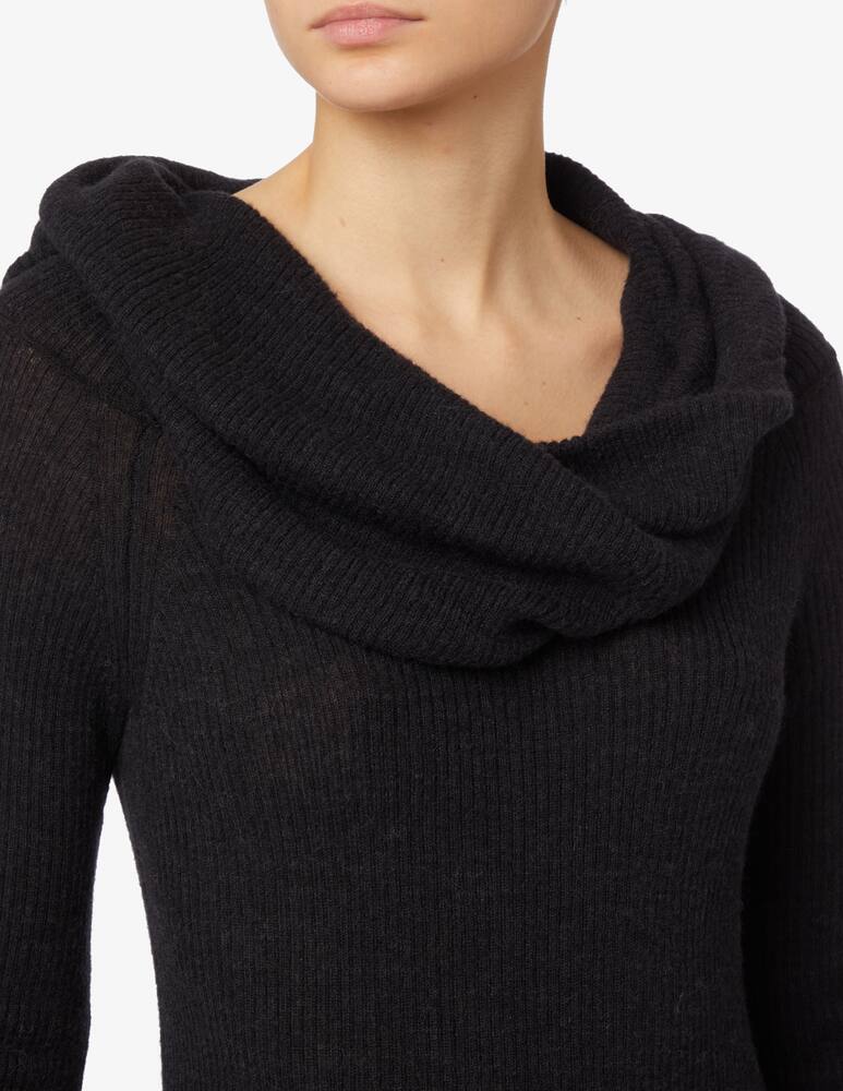 rinascente SEVENTY Ribbed wool boat neck sweater - Black