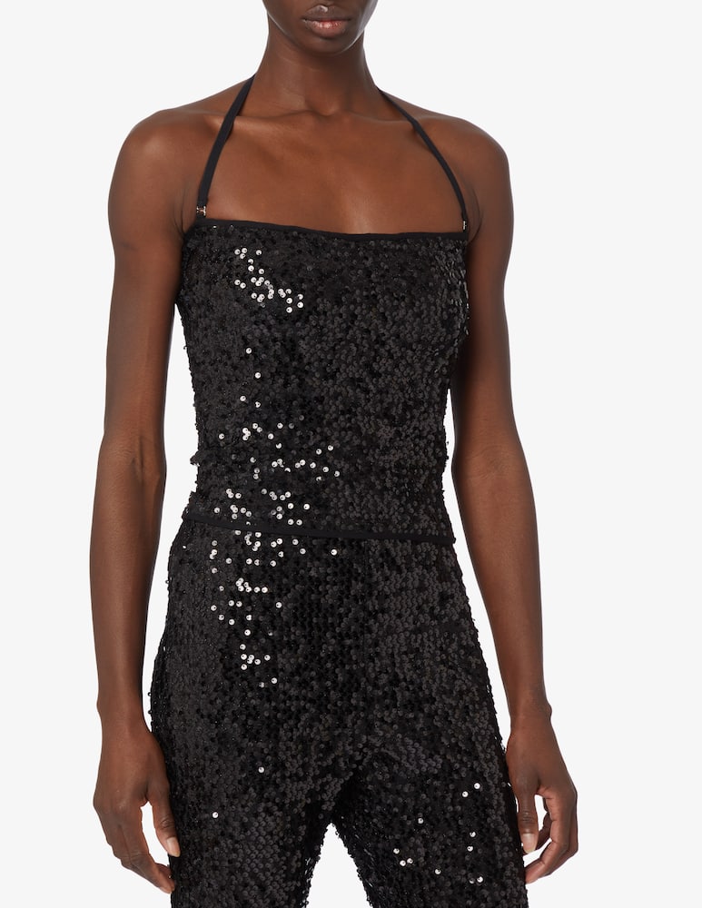 rinascente SEVENTY Top lurex ricamato con paillettes - Nero