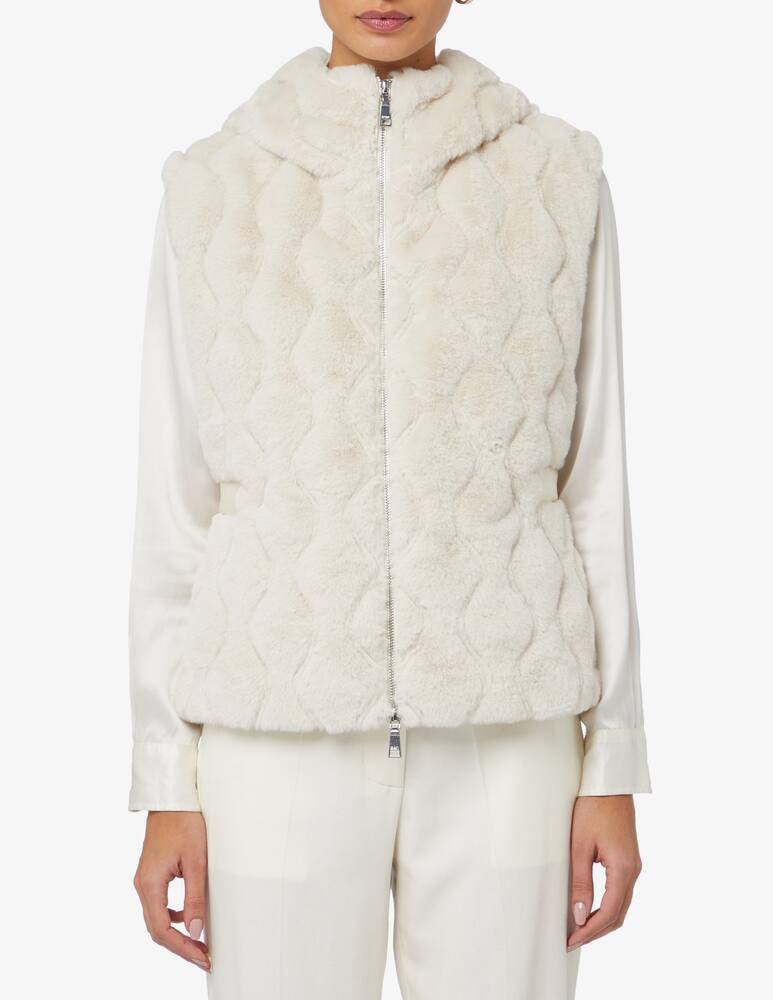 SEVENTY Quilted down vest with eco fur - White - picture 1