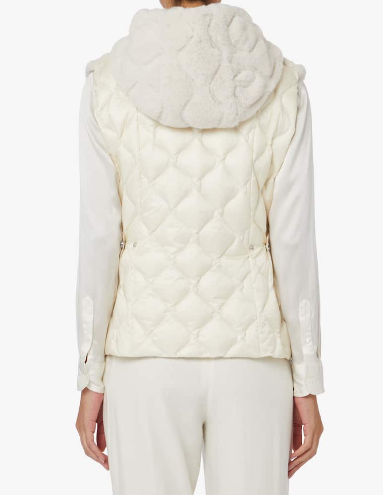 SEVENTY Quilted down vest with eco fur - White - picture 3