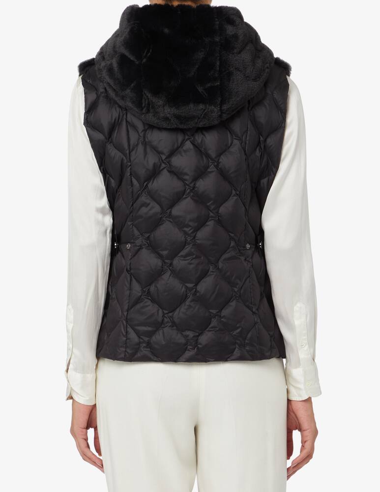 rinascente SEVENTY Gilet piumino trapuntato con pelliccia eco - Nero
