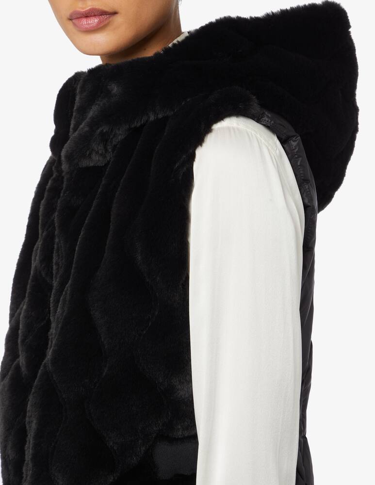 rinascente SEVENTY Gilet piumino trapuntato con pelliccia eco - Nero