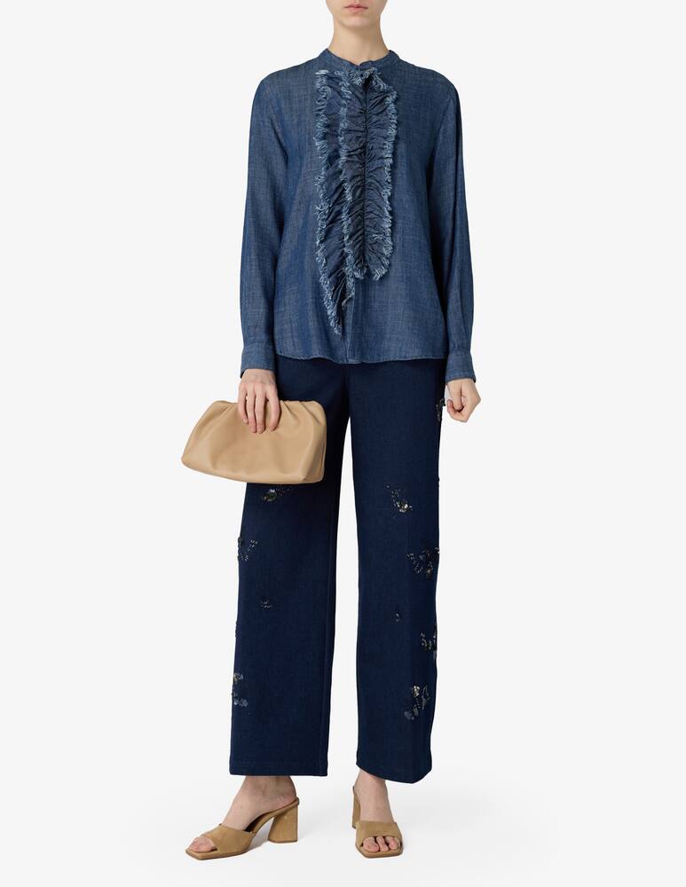 rinascente SEVENTY Denim ruffle blouse