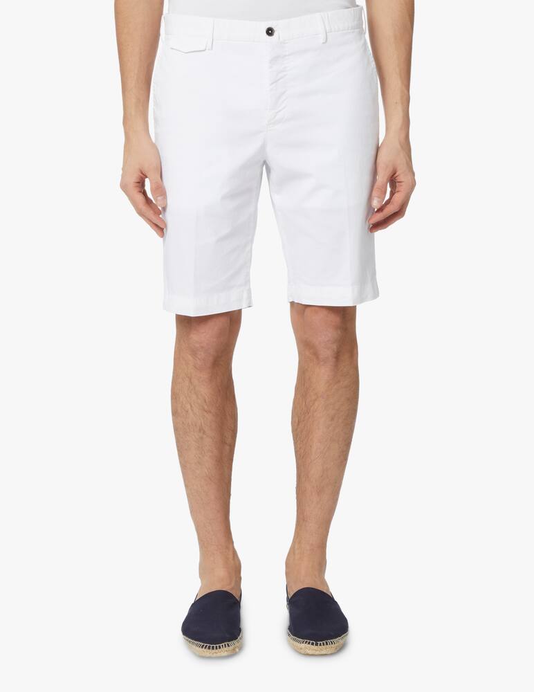 rinascente PT Pantaloni Torino Bermuda cotone gabardina stretch - bianco