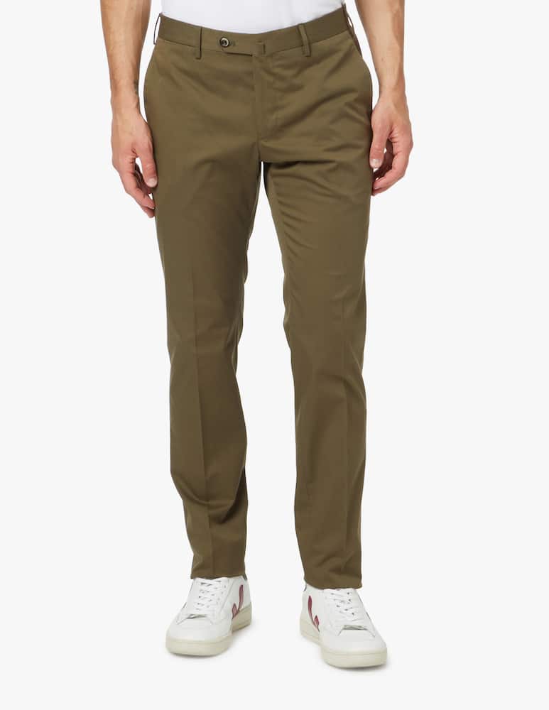 rinascente PT Pantaloni Torino Chino super slim cotone seta - verde