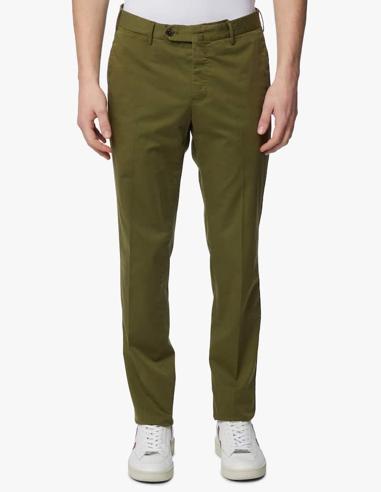 rinascente PT Pantaloni Torino Satin soft touch stretch slim chino pant - green