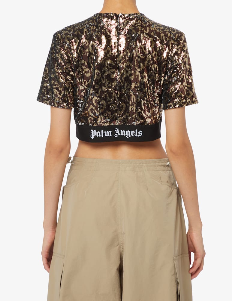 rinascente Palm Angels T-shirt paillettes logo crop