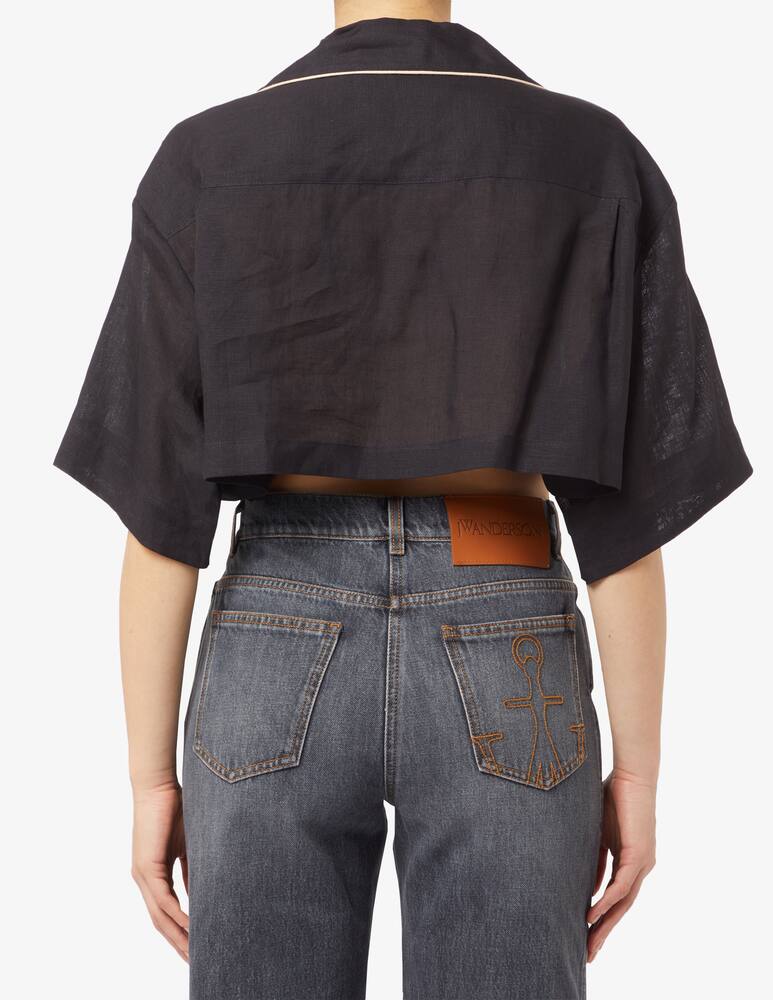 rinascente Palm Angels Crop linen bowling shirt