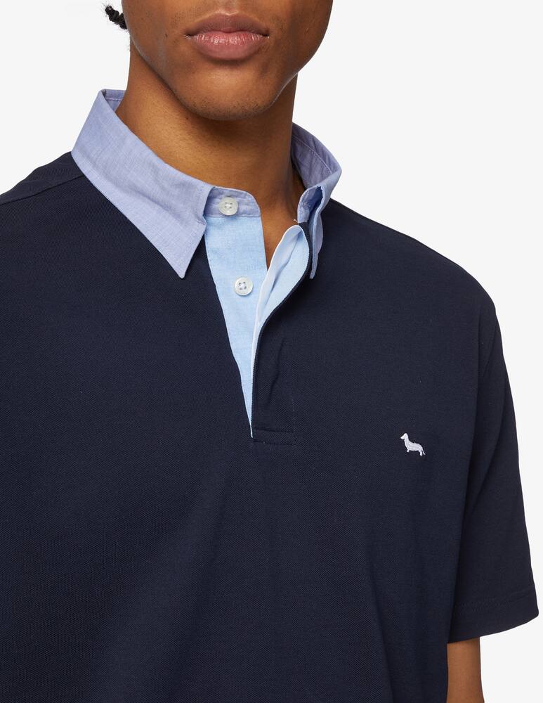 rinascente Harmont & Blaine Chambray neck short sleeve polo 