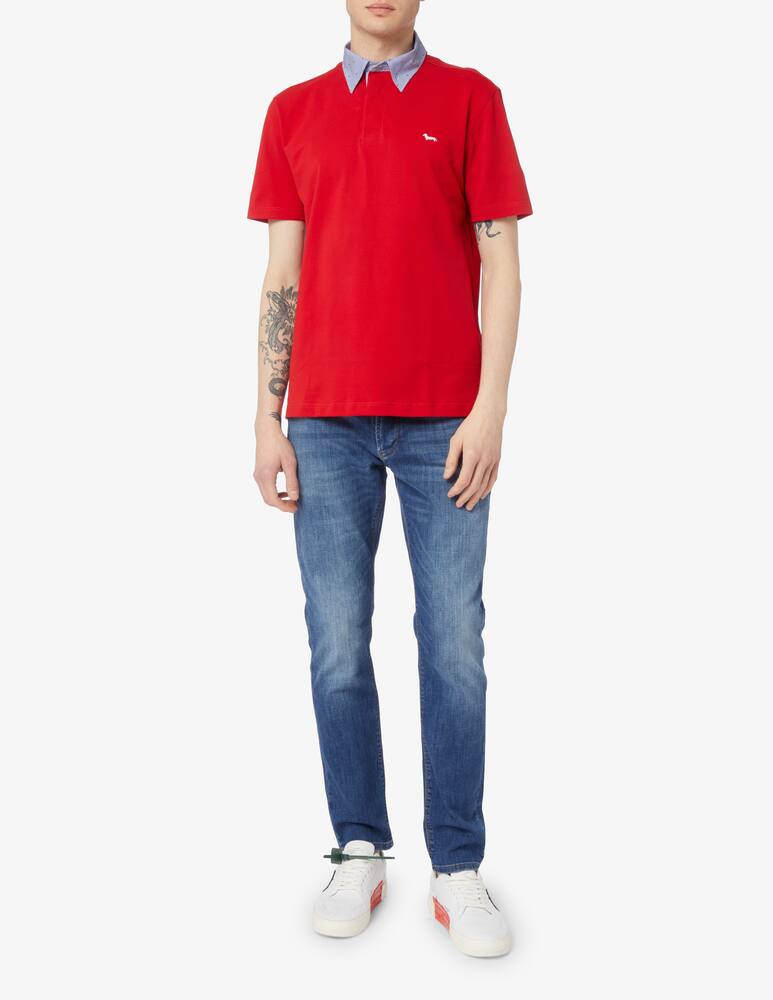 rinascente Harmont & Blaine Pois neck short sleeve polo Red 