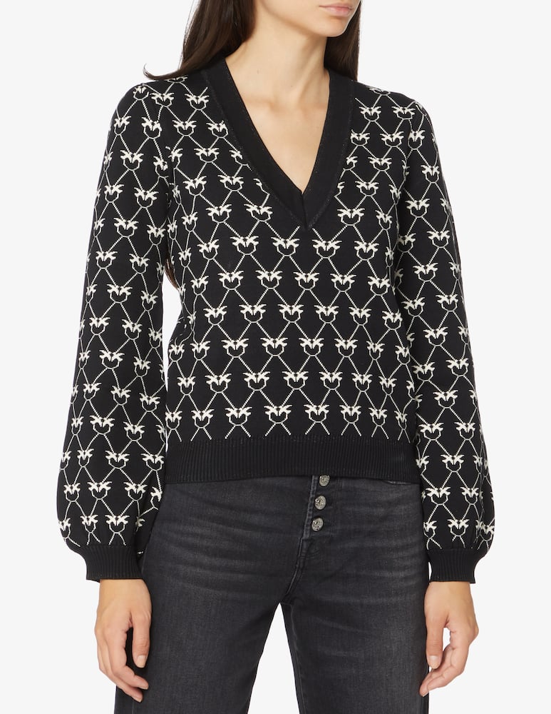 Pinko Maglione monogramma Tuxedo - Nero - immagine 1 Pinko Maglione monogramma Tuxedo - Nero - immagine 1