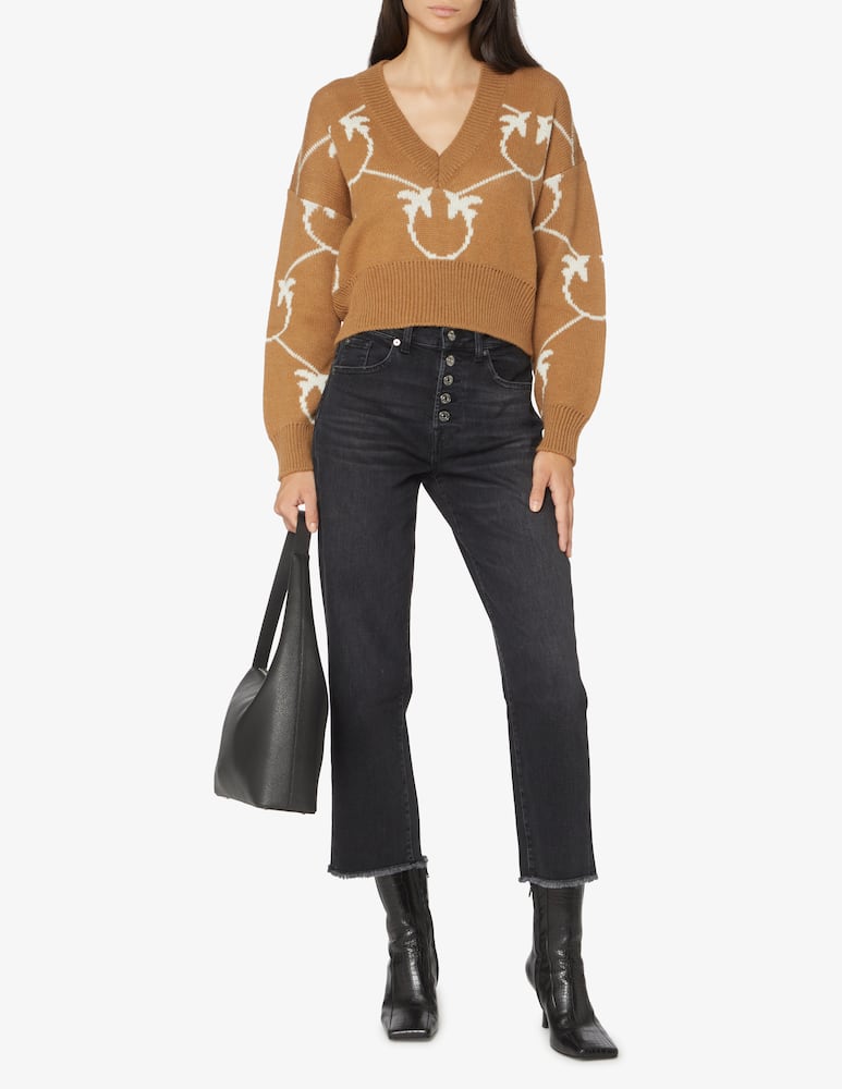 rinascente Pinko Mirari monogram short sweater - Brown