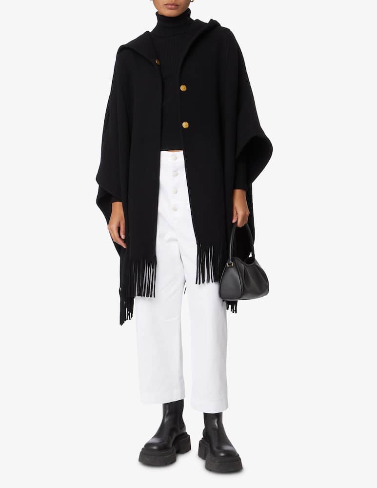 Pinko Melinia fringed cape - Black - picture 2 Pinko Melinia fringed cape - Black - picture 2