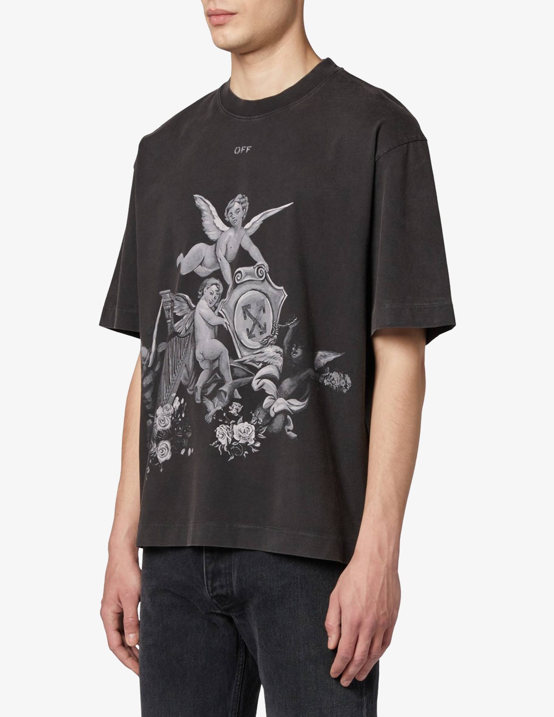OFF WHITE♡ ブラック Vintage Putti Tシャツ Off-White: Black Vintage Putti T-shirt | SSENSE