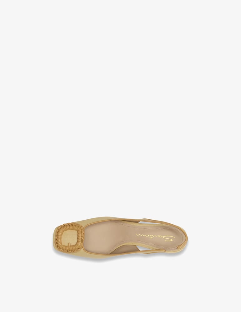 rinascente Santoni Beige raffia mid-heel slingback