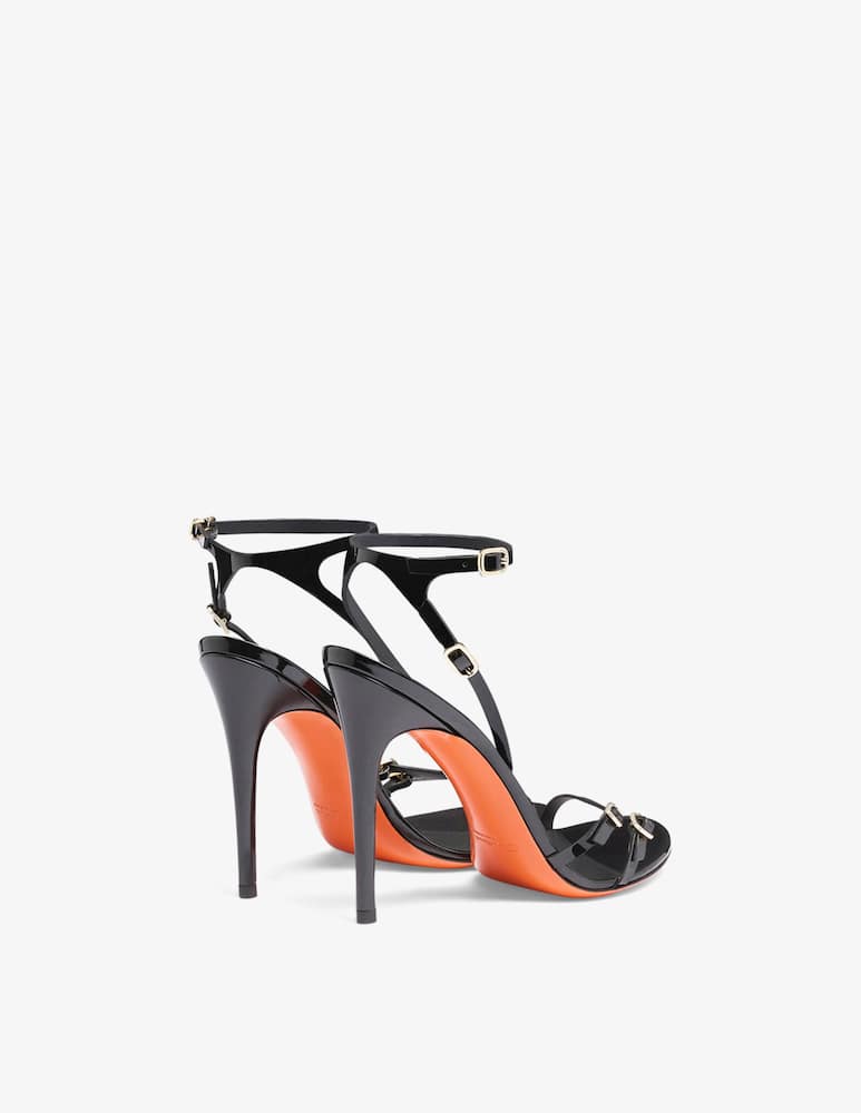rinascente Santoni Sandalo in vernice nera con tacco alto