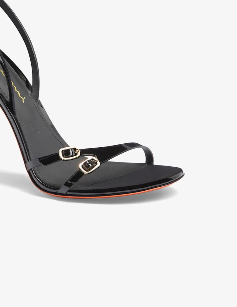rinascente Santoni Sandalo in vernice nera con tacco alto