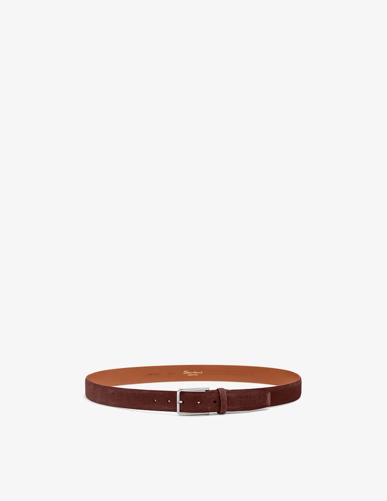 Santoni Suede belt with metal buckle - picture 3