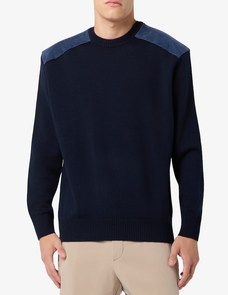 Paul & Shark Wool crewneck jumper with velvet detail - picture 1 Paul & Shark Wool crewneck jumper with velvet detail - picture 1