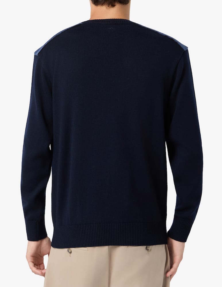 Paul & Shark Wool crewneck jumper with velvet detail - picture 3 Paul & Shark Wool crewneck jumper with velvet detail - picture 3