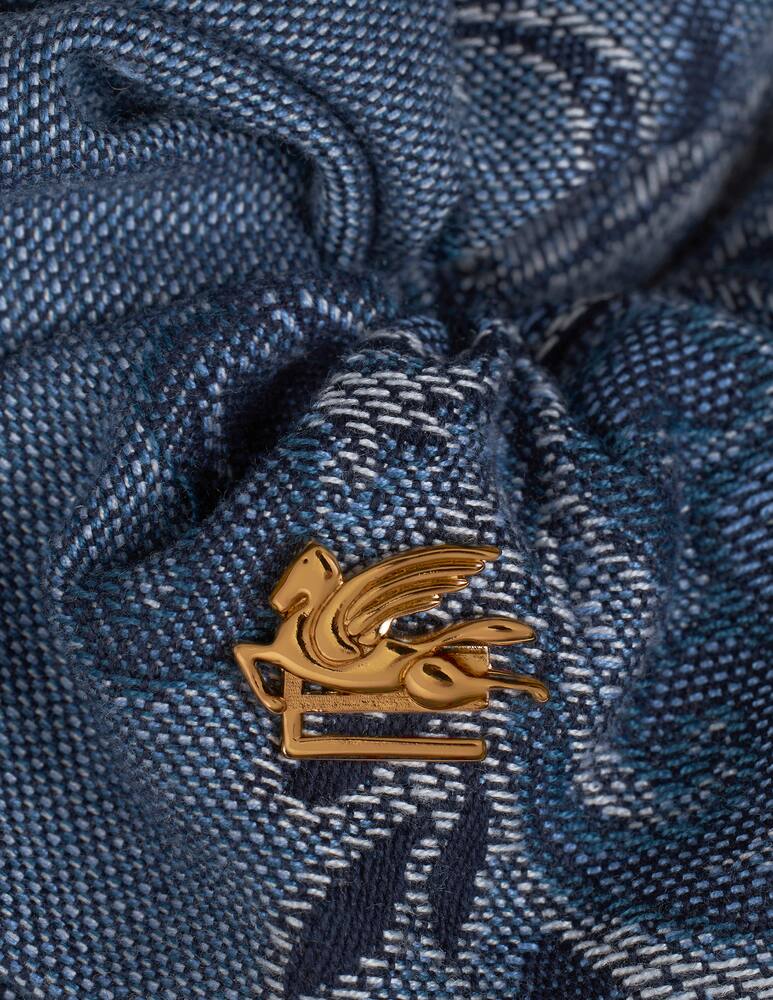 rinascente ETRO Jacquard denim scrunchie with pegaso