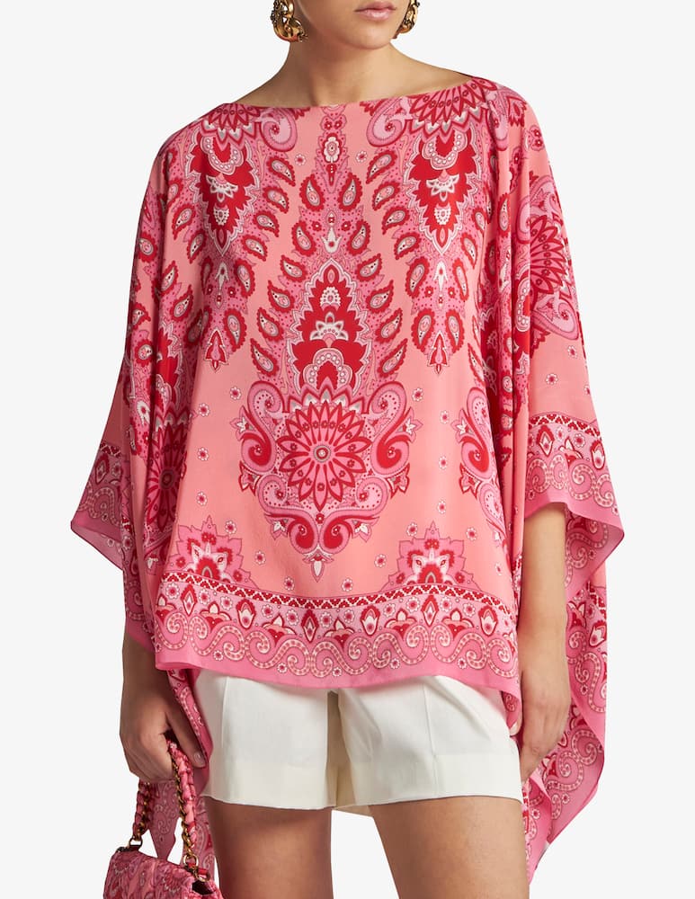 rinascente ETRO Silk cape top with print