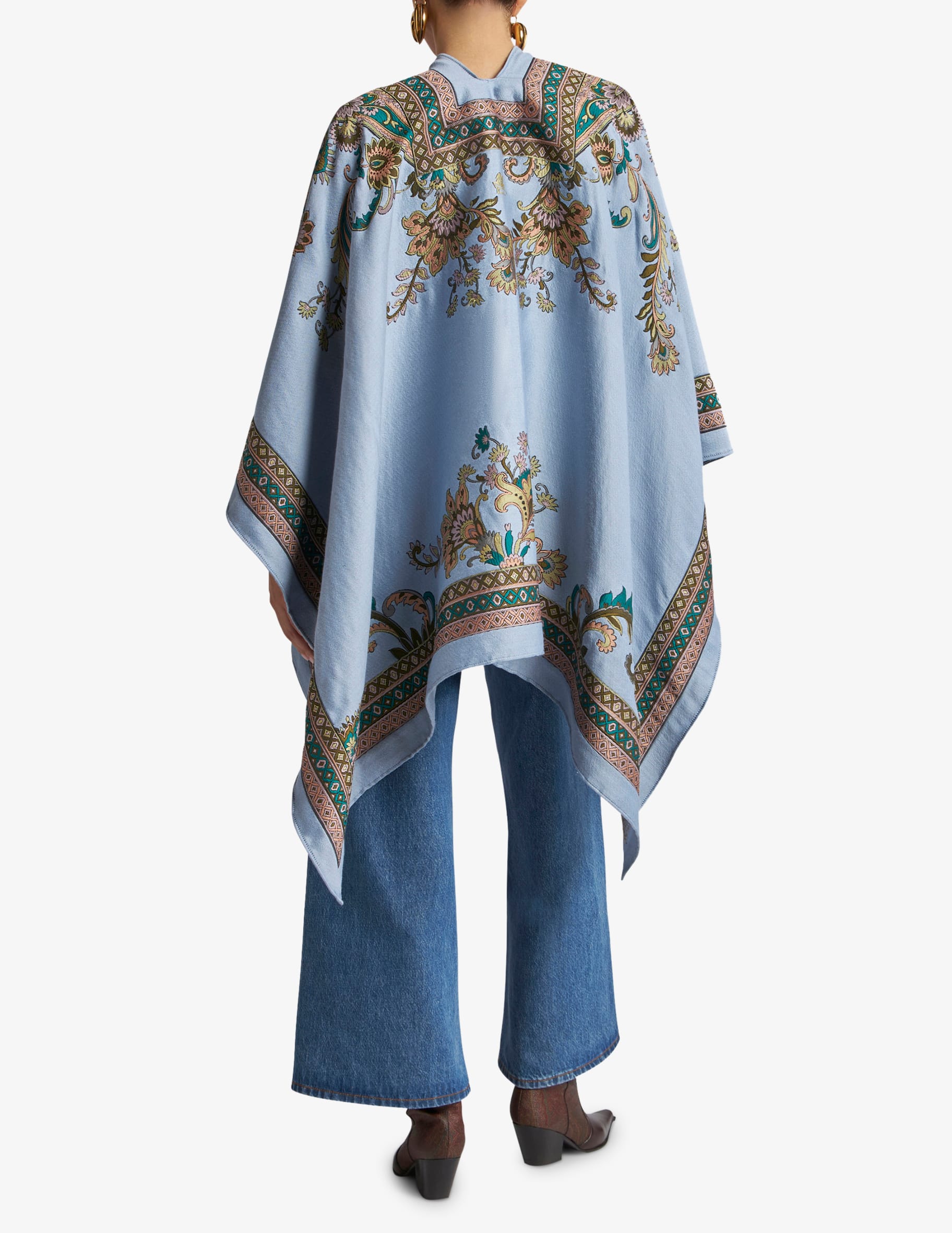 ポンチョ・ケープ Etro Blue Jacquard Fil Coupe Wool Cape Etro Blue Jacquard Fil Coupè Wool Cape | THE LIST