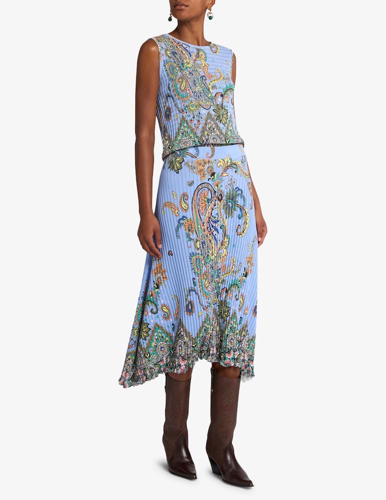 rinascente ETRO Gonna midi a coste con motivo floreale