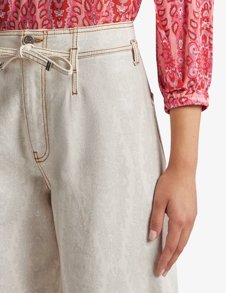 rinascente ETRO Culotte jeans with belt and medallion/paisley motif