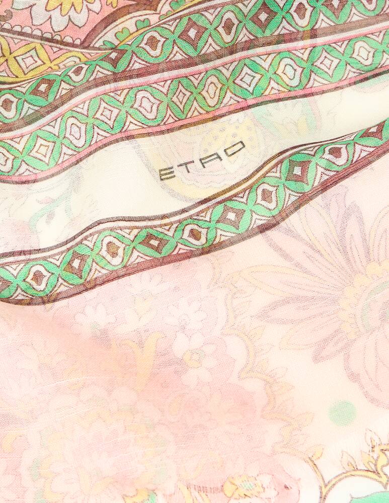 rinascente ETRO Fringed scarf with leafy motif