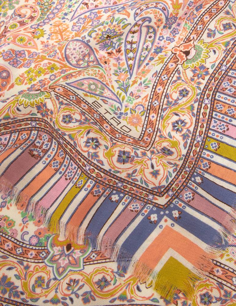 rinascente ETRO Multicoloured printed silk and wool shawl
