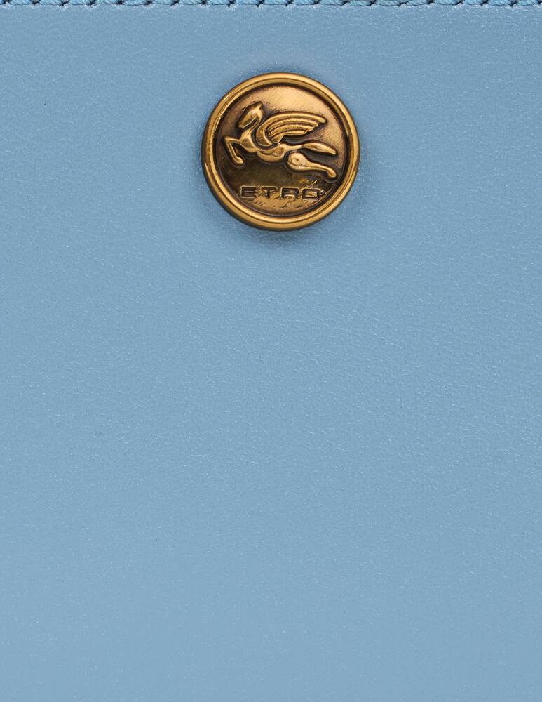 rinascente ETRO Leather card holder with pegaso button