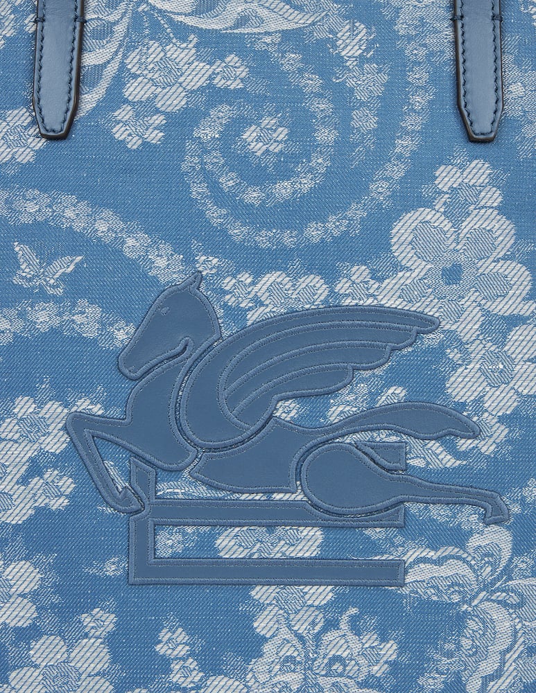 rinascente ETRO Borsa Love Trotter media in denim con pegaso