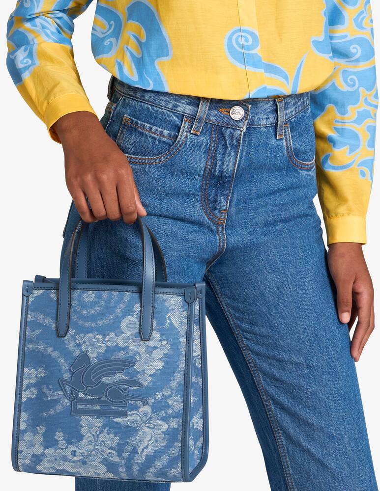 rinascente ETRO Borsa Love Trotter piccola in denim con pegaso