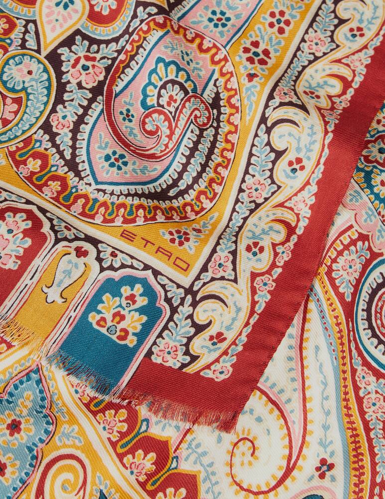 rinascente ETRO Sciarpa in lana e seta con stampa multicolore