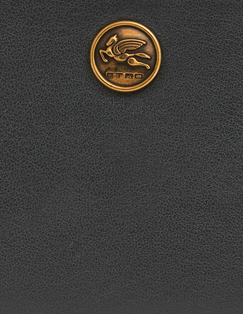 rinascente ETRO Leather card holder with pegaso button