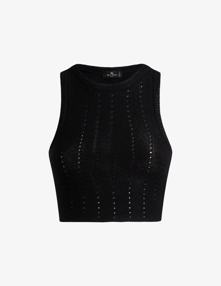 rinascente ETRO Knit crop top with punched detail