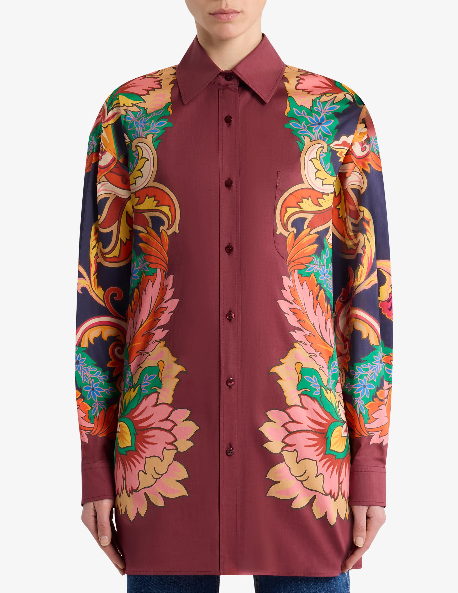 【ETRO】フローラルプリント ボタンアップ シャツドレス Shop ETRO Shirt with floral foulard print on Rinascente