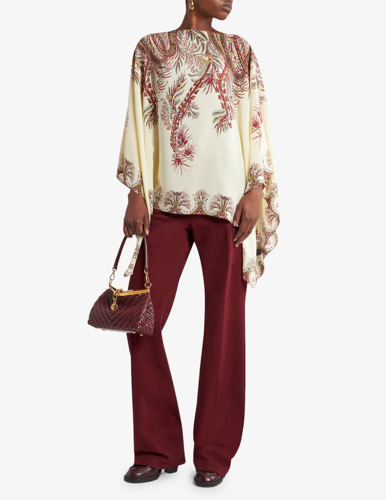 ETRO Silk poncho top with placed print - picture 2