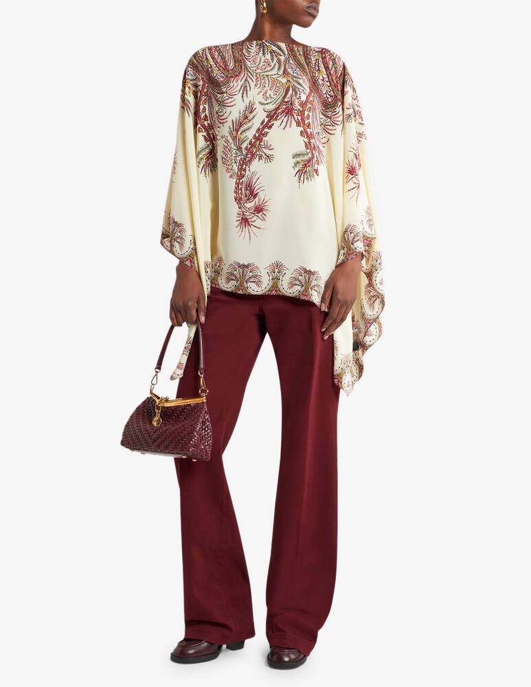rinascente ETRO Silk poncho top with placed print