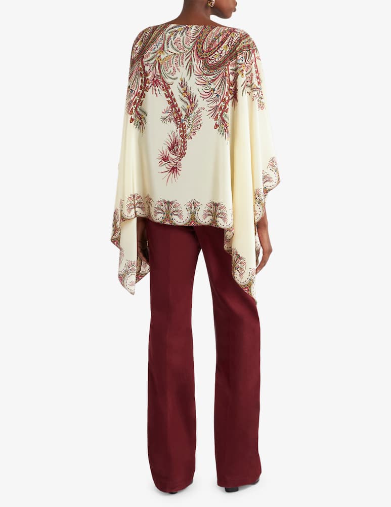 ETRO Silk poncho top with placed print - picture 3