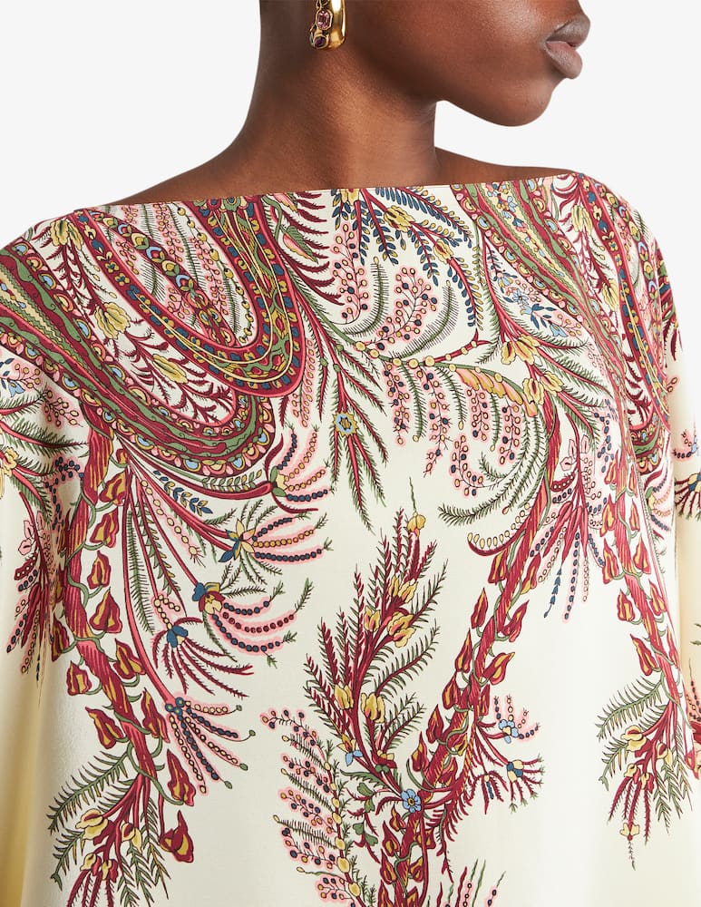 ETRO Silk poncho top with placed print - picture 4