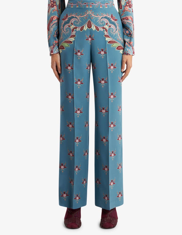 rinascente ETRO Silk trousers with placed print