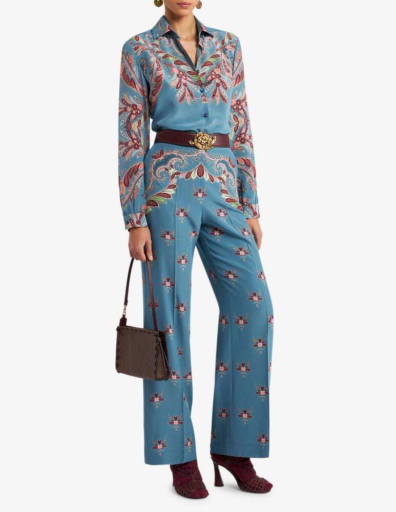 rinascente ETRO Silk trousers with placed print